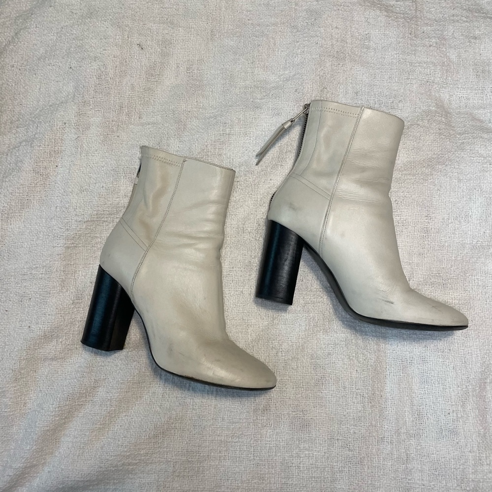 AllSaints White Leather Booties